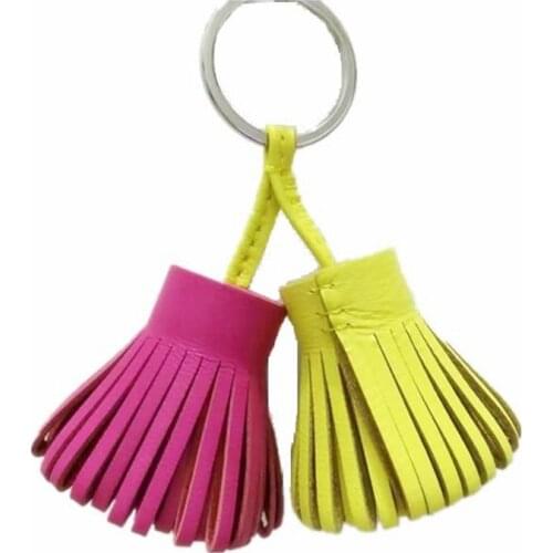 Luxury Quality Double Tassel Leather Keychain Diy For Bag Car Keyring Women Handbag Charm Backpack Pendant Gift Sale