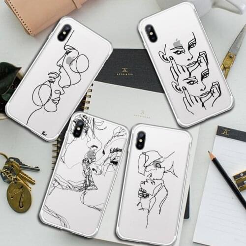 Kiss More Often Line Drawing Abstract Art luxury Phone Cases Transparent for iPhone 6 7 8 11 12 s mini pro X XS XR MAX Plus