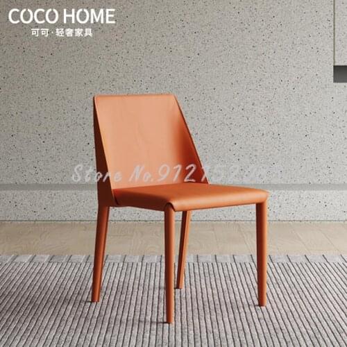 Modern minimalist dining chair Nordic light luxury home saddle leather chair light luxury restaurant dining chair net red desk