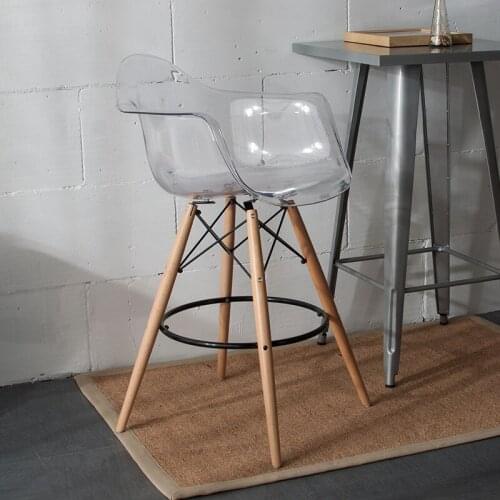Transparent Clear Modern Design Popular Bar Chair Counter Stool Bar Stool Fashion Design furniture Plastic and Wood modern stool