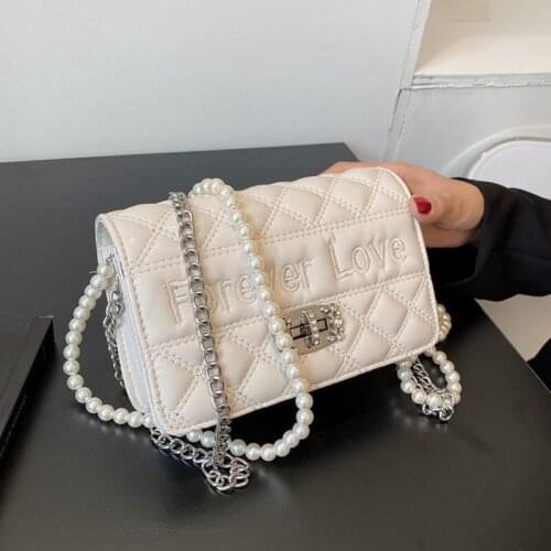 Lozenge Crossbody Bag for Women Fashion Female Pearl chain Shoulder Bag Female Handbags and Purses Sac A Main white 2021 new