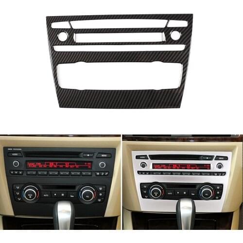 Carbon Fiber Texture Car Center Control Volume Air Conditioner Knob Frame Cover Trim For BMW 3 Series E90 2005 - 2010 2011 2012