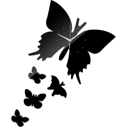 Top fashion wall clock sticker diy home decor living room Single Face mirror clocks acrylic butterfly stickers