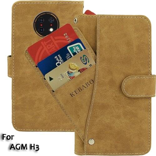 Vintage Leather Wallet AGM H3 Case 5.7" Flip Luxury Card Slots Cover Magnet Phone Protective Cases Bags