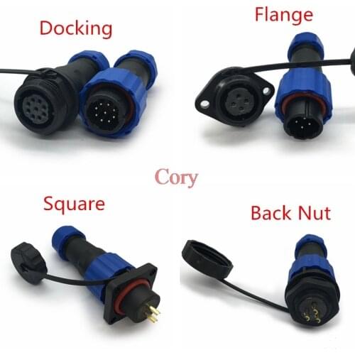 16mm Waterproof connector 2/3/4/5/6/7/9 pin IP68 power cable connector Male plug and Female socket for 6-8mm Cable CZYC