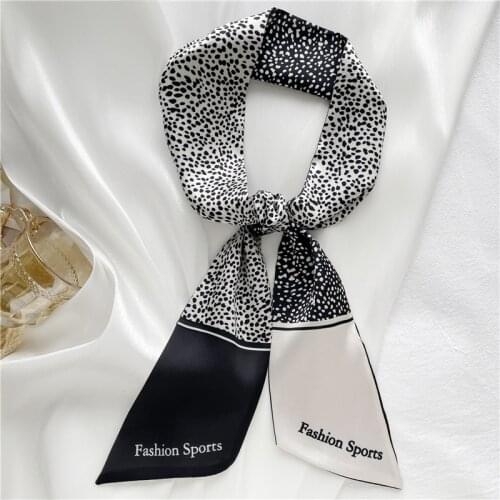 Luna&Dolphin Women Spring Wide Ribbon 130X8cm Balck White Snow Dot Zebra Long Skinny Scarf Headbands Neckerchief Streamer Choker