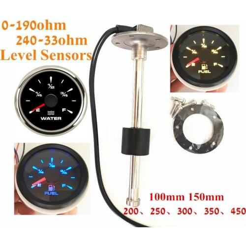 1pc 0-190ohm 240-33ohm Auto Fuel Gauge Sensors Boat Water Level Meters 100 150 200 250 300 350 450 mm Fuel Sending Unit Senders