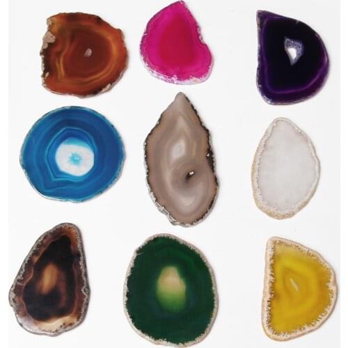 1 piece Natural Slice Agat 50-80 mm No Hole Undrilled Druzy Agat For DIY Making Earrings Women Jewelry Coaster Wedding Name Card