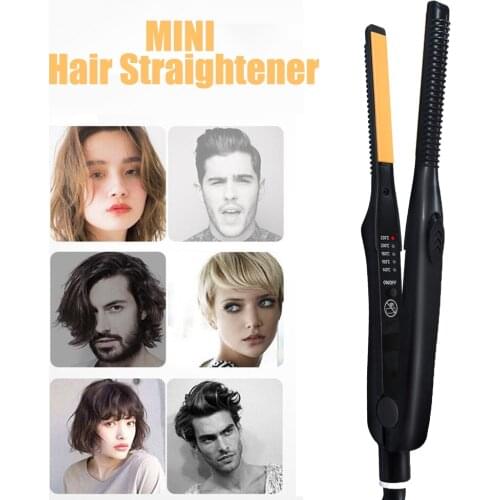 Mini Hair Straightening Small Flat Iron For Short Hair Thinnest 2 in 1 Hair Straightener Curler 3/10 Inch Beard Straightening