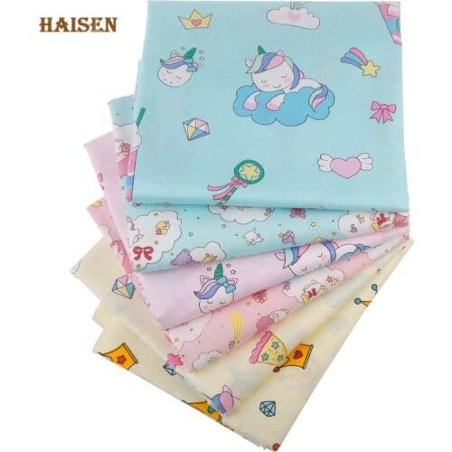 6pcs/Lot,Unicorn Series Twill Cotton Fabric Patchwork Tissue Cloth Set DIY Needlework Sewing Quilting Handmade Material 20x25cm