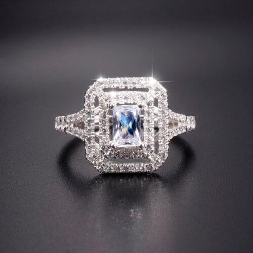 Promotion!! Fashion Silver network Vintage Pave Setting Square SZ Diamond rings Jewelry Wedding Band Rings For Women size 5-10