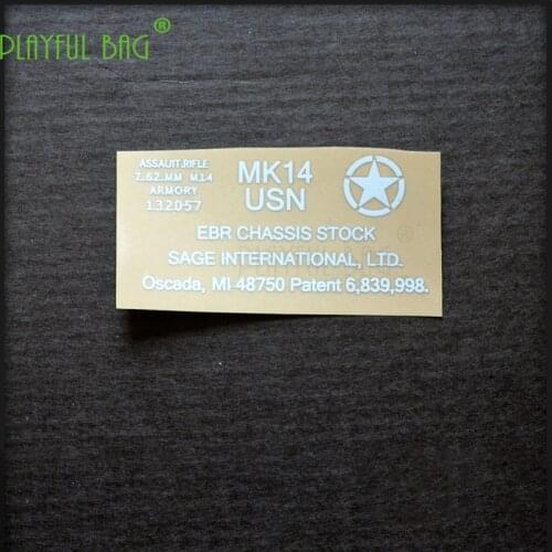 Outdoor activities CS MK14 EBR gel water bomb gun waterproof DIY metal sticker of mkm2 Jinming SCAR M4 Le Hui AK74 L22