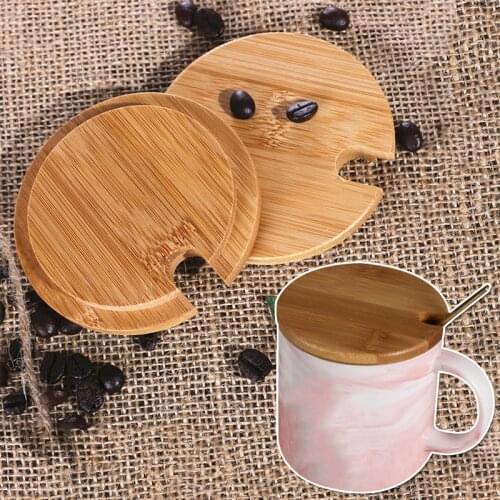 Bamboo Cup Coffee Mug Jar Glass Cans Wooden Lid Bottle Bamboo Cover Glass Jars Ceramic Seasoning Sealed Storage Canning Lids