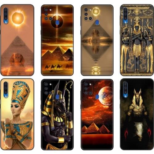 Black tpu Case For Samsung Galaxy A50 50S A30S A10 A11 A21S A31 A41 A51 A71 M21 M30S S10 LITE Cover Egypt Nefertiti Anubis Ankh