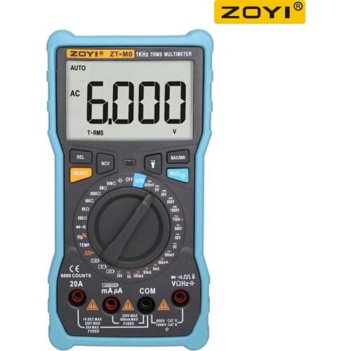ZOYI ZT-M0 Digital Multimeter 6000 Counts Smart Recognition Manual Range Avometer Transistor Capacitor