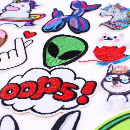 DIY Cartoon Food Patch Embroidered Patches for Clothing Iron on Patches Stripes Unicorn Badge Rainbow Stickers Appliques 3D