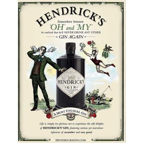 Hendricks Gin Tonic Drink Retro Metal Tin Sign Plaque Poster Wall Decor Art Shabby Chic Gift