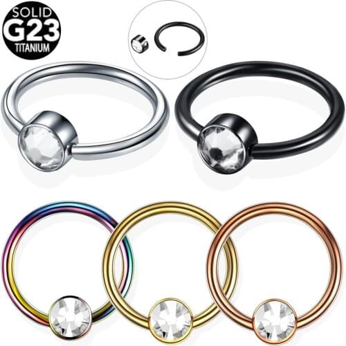 2020 Fashion 1Pc Titanium Crystal Ball Closure Nose Ring Hoop Septum Piercing for Women Helix Tragus Lip Eyebrow Body Jewelry
