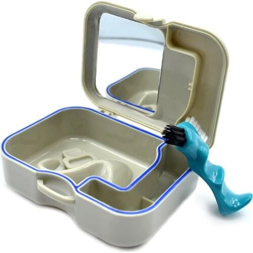 Denture Bath Box Organizer Dental False Teeth Storage with Hanging Net Container Cleaning Cases Artificial Tooth es