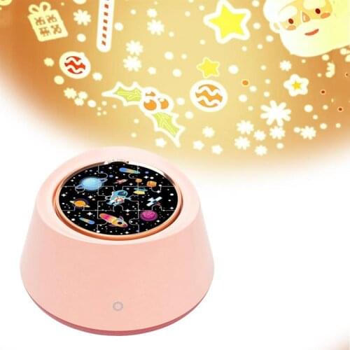 Colorful Atmosphere Puzzle Projection Light with 8 Slides Built-in Audio Atmosphere Music Night Light Gift for Christmas