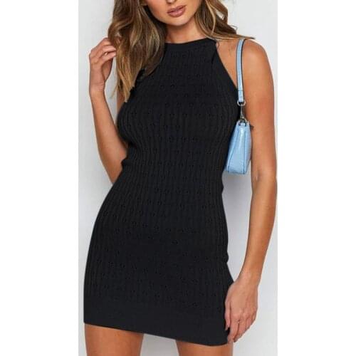 Fashion Women Dress Sexy New Solid Drawstring Wrap Hip Vest Pencil Dress Temperament Slim Slim Woman Sleeveless Dress Wholesale