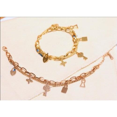 Fashion Jewelry Lady Women Chain Gold Silver Link Bracelet With Hollow Out Initials Charm Bracelets