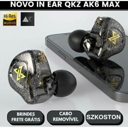QKZ AK6 MAX Copper Driver HiFi Earphone Musician Removable Cable Wired Headphones with Microphone Stereo Headset Gamer fone