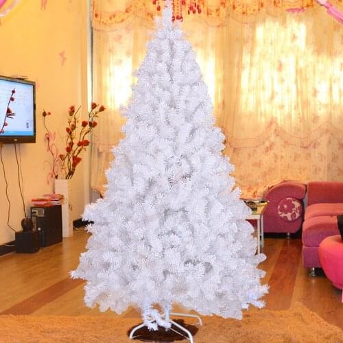 New White XMAS Merry Christmas Tree 120cm 150cm 180cm 210cm Height With Metal Foldable Stand Home Decor Christmas Ornaments