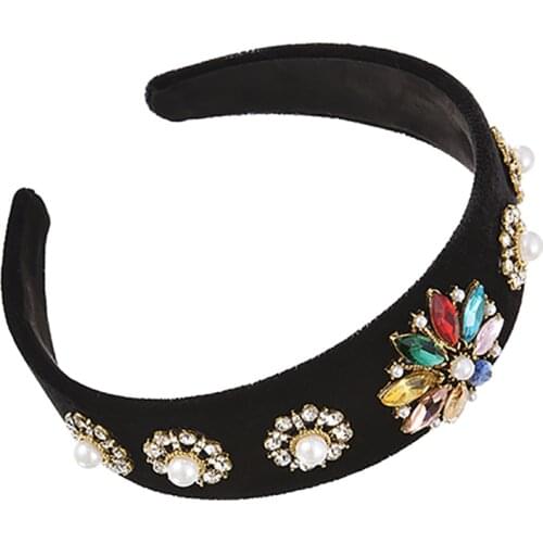 ZHINI 2021 New Korean Imitation Pearls Headbands for Women Ethnic 3 Green Champagne Crystal Handmade Hair Accessories Jewelry