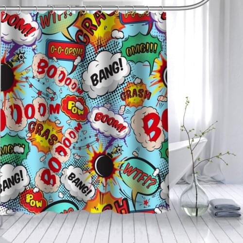 New Arrival Comic Pop Art Shower Curtain Polyester Fabric High Defintion Print Bathroom Curtain Waterproof 12 Hook Bath Curtain