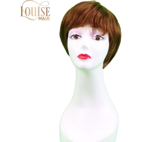 Louise Hair White Women Synthetic Full Wigs Short Straight Bob Hairstyle Blonde HighLights Hair Wig Heat Resistant Free Shipping