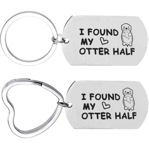 Couple Keychain Lovers I Found My Otter Half Key Chain for Boyfriend Girlfriend Keyring Gifts Jewelry