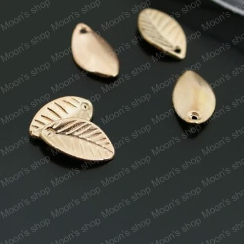 Wholesale 11*7mm Champagne Gold color Leaf Alloy Charms Pendants Diy Fashion Findings Accessories 50 pieces(JM115)