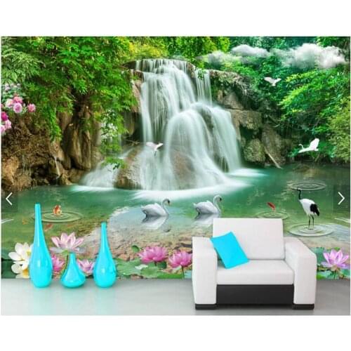 Custom natural wallpaper, mountain and water landscape waterfall murals for living room sofa TV background waterproof wallpaper
