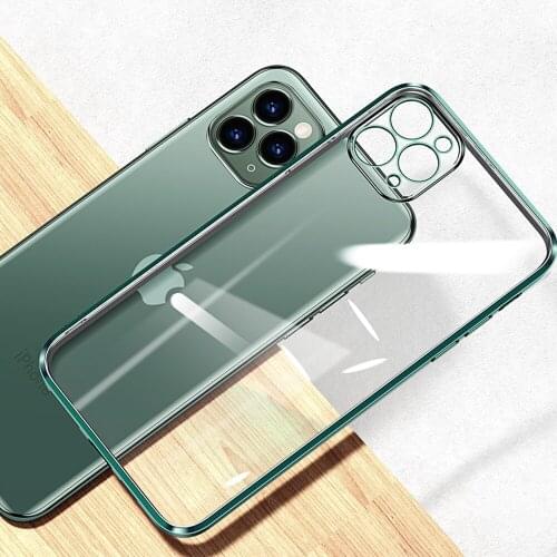 Plating Square Frame Transparent Phone Case For IPhone 12 11 Pro Max Mini IPhone SE 2020 X Xs Xr 6 6S 7 8 Plus Soft Clear Cover