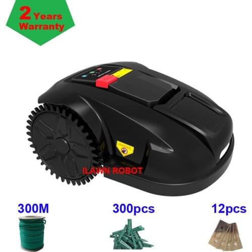 Robotic Grass Cutter Robot Lawn Mower E1800S with 2.2ah Lithium For Small Lawn 300m wire+300pcs pegs+12pcs Blade