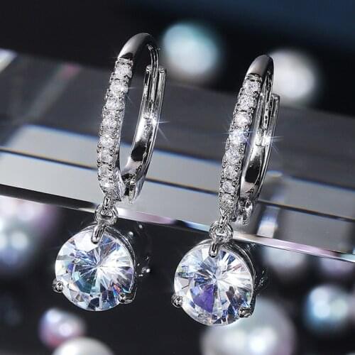 Huitan Simple Stylish Women Drop Earrings AAA Cubic Zirconia Elegant Female Party Accessories Fine Gift Fashion Jewelry Dropship