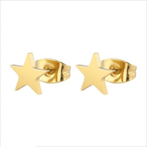 PE023 Titanium Stud Earrings Brief Star Design For Women Men 316l Stainless Steel Earring IP Plating No Fade Allergy Free