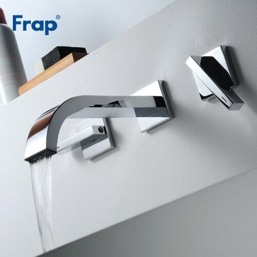 Frap New Basin Faucets Wall Mounted Brass Bathroom Sink Basin Mixer Tap Chrome Faucet Dual Handle Bathroom Wash Taps Y10165