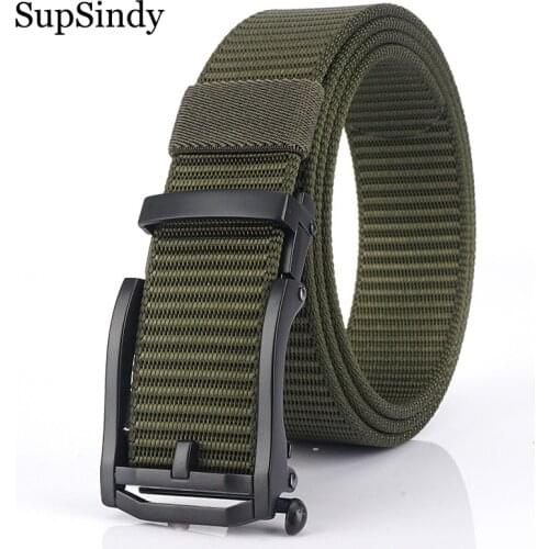 SupSindy Mans nylon belt luxury metal automatic buckle Canvas Tactical Belts for men fashion jeans Waistband outdoor male strap