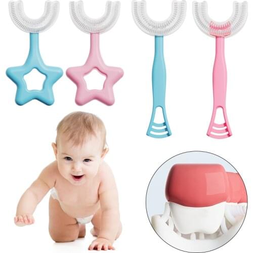 U-shaped Baby Toothbrush Children 360 Degree Teethers Soft Silicone Clean Brushing Kids Teeth Oral Care Cleaning Toothbrush