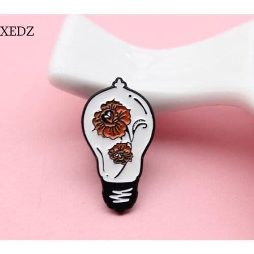 XEDZ Fun cartoon bulbs roses greenhouse flowers enamel pins boys and girls childrens denim clothes lapels pendants jewelry gift