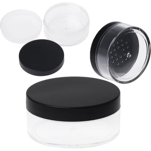 Y1UU 50g Plastic Empty Loose Powder Pot With Sieve Cosmetic Jar Makeup Container Box