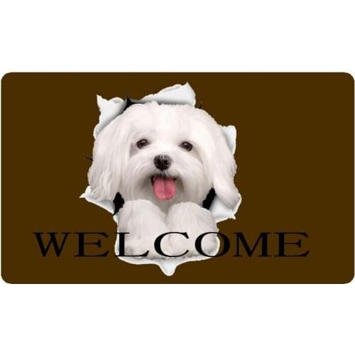 Funny Maltese Dog Welcome Doormat Home Decoration Entry Non-slip Door Mat Rubber Washable Floor Home Rug Carpet