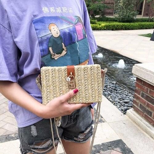 Bag Womens Straw Woven Bag 2021Cotton Rope Small Square Bag Literary National Style Woven Female Bag Casual Square Box Clutch