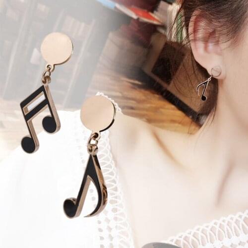 Hot Personality Geometric Music Stainless steel Earrings Music Notes Rose gold Color Earrings for Women