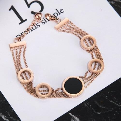 POTCET Korea 2021 Trendy Fashion Stainless Steel Womens Roman Numeral Titanium Steel Bracelet Trend Free Shipping Jewelry