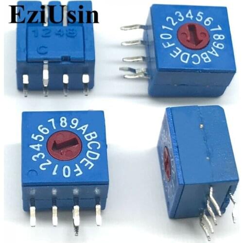 0-F 16 0-9 10 Rotary Coding Knob Switch DIP 5pins 8421C 0mm Shank 4:1 PCB Switching 5p