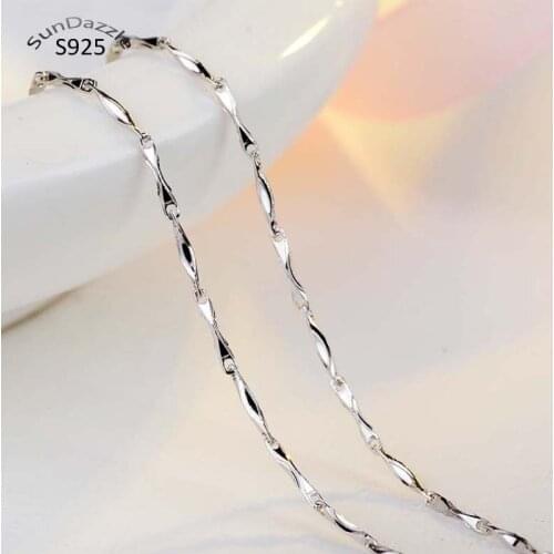 1mm Genuine Real Pure Solid 925 Sterling Silver Chain Necklace for Women Ingot Thick Basic Chains Fine Jewelry Female Necklace