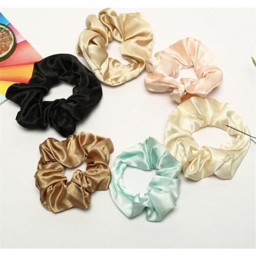1 Pcs Satin Silk Solid Color Hair Ties Scrunch Elastic Hair Bands Women Luxury Soft Hair Accessories Ponytail Holder Hair Rope